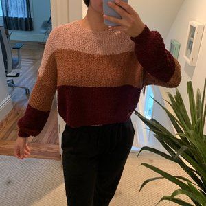 Debut Color Block Cropped Knit Sweater